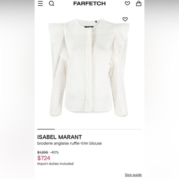 Isabel Marant Tops - Isabel Marant broderie anglaise ruffle-trim blouse